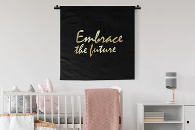 Produktbild von MuchoWow® Wandteppich Wandbehang Zitate - Motivation - Schwarz - Gold 90x90 cm Tapisserie Dekoration Wandtuch - Wandaufhänger