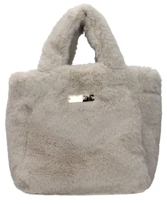 Image de Herno sac fourrure synthétique grise, pochette nylon, doré