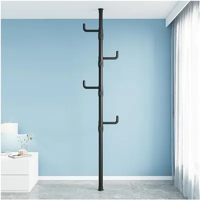 Produktbild von Teleskop Garderobenständer, Ausziehbar Garderobe Kleiderständer mit 4 Haken, 100-310cm, Schwarz