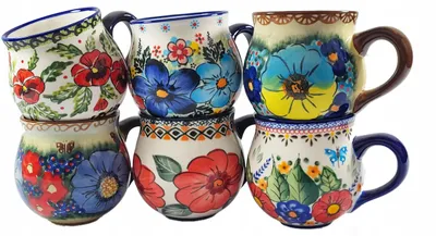 Productafbeelding van Handgeschilderde keramische mok met een Silesisch "Baryłka"-viooltjesmotief, 400 ml