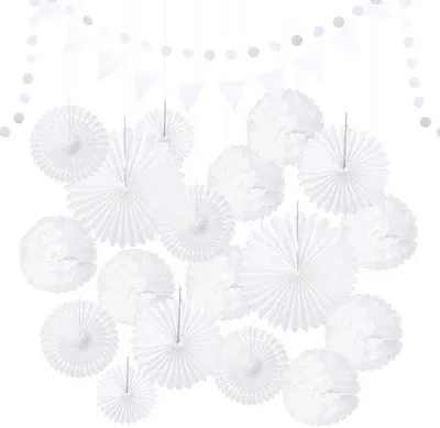 Immagine prodotto di Set di decorazioni per matrimoni bianco, 31 pezzi, in carta