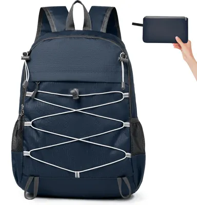 Image de Sac à dos de randonnée, 20 litres, pliable, étanche, bleu, idéal pour les voyages