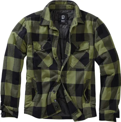 A studio shot of a men's flannel shirt jacket.