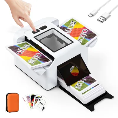 Produktbild von Mapille Kartenmischmaschine Elektrische,Automatischer Kartenmischer,Kartenmischgerät,Mischmaschine für 1–2 Decks,mit Auto/Manuellem Modus,für Kartenspiele,Texas Hold'em,Poker (Weiß)