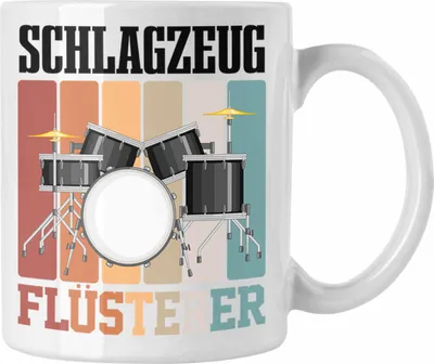 Produktbild von Trendation - Schlagzeug-Spieler Tasse Geschenk Schlagzeug Flüsterer Lustige Geschenkidee für Schlagzeugspieler (Weiß)