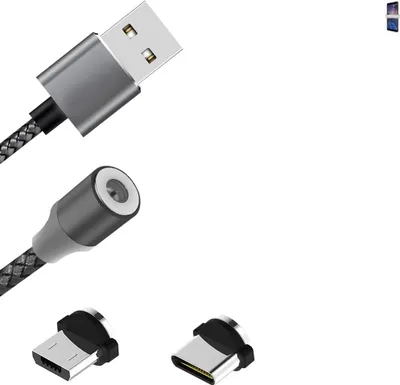 Produktbild von K-S-Trade Hochwertiges Magnet-Lade-kabel Sync-Kabel Daten-Kabel für Nokia 7 Plus mit USB-Typ-C-Anschluss und Micro-USB-Anschluss 2A bis zu 480mbps