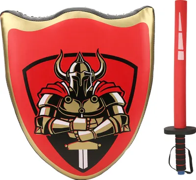 Produktbild von Kinder-Ritterschild & Schwert aus PU, für Taekwondo & Rollenspiel, rotes Set