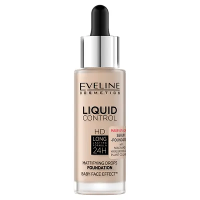 Obrázok produktu pre Eveline Cosmetics Liquid Control HD – make-up, dlhotrvajúci efekt, zmatňujúci efekt, Odtieň 010 Light Beige