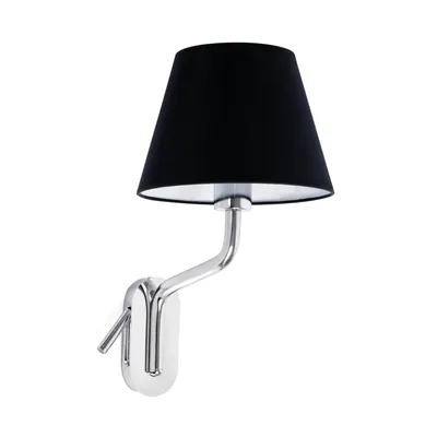 Produktbild von ETERNA Wandleuchte innen mit Leser rechts chrom/schwarz 24006-12