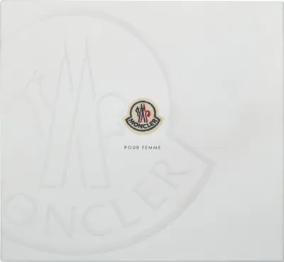 A white box with embossed branding and logo.
