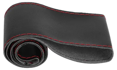 Obrázek produktu pro Mikrovláknový kožený potah volantu, univerzální, k sešití, doplněk do interiéru automobilu, 38 cm/15 palců, černý a červený