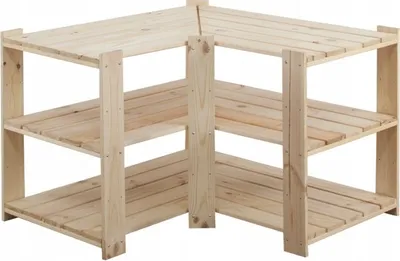 Produktbild von Eckregal WOODLAND | HxBxT 64x80x50cm | Fachlast 120kg | 3 Fachboden | Kiefernholz | Natur