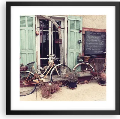 Produktbild von Gerahmtes Poster - Schwarzer Rahmen - Fahrräder Vintage Mietshaus - 40x40 cm - Wand Bild - Wanddeko - Wandbilder - Kunstposter - Wandposter - Bilderrahmen - Bilder - Kunstdruck - P2BAC40x40-4588