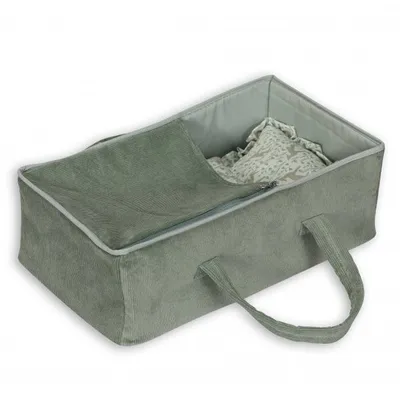 Produktbild von Mamamemo – Puppentragetasche aus Cord mit Bettdecke und Kissen – Mint