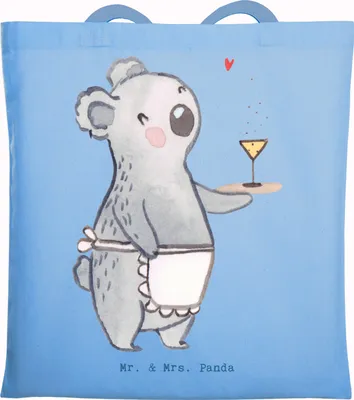 Produktbild von Mr. & Mrs. Panda Tote Bag Kellnerin Herz - Sky Blue - Geschenk, Restaurant, Ausbildung, Lecker, Tasche, Laptoptasche, Yummy, Servicekraft, Shopping, Beutel, Essen