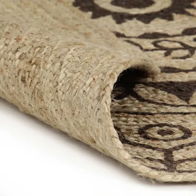 Produktbild von vidaXL Teppich Handgefertigt Jute mit Dunkelbraunem Aufdruck 150 cm