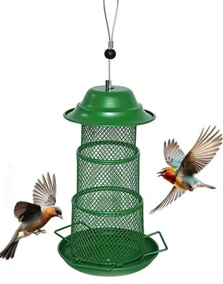 Image de Mangeoire automatique pour cage à oiseaux - Abreuvoir en métal, mangeoire suspendue pour oiseaux sauvages, abreuvoir de grande capacité