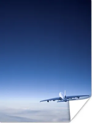 Produktbild von MuchoWow® Poster Ein schöner klarer Himmel mit einem Flugzeug 90x120 cm - Wohnzimmer