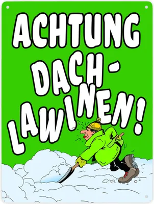 Produktbild von Dachlawine Metallschild XXL in 28x38 cm zum Thema Schneefall im Winter in