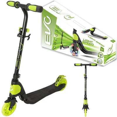 Produktbild von Evo Folding Adjustable Kinder Roller Light Speed Schwarz und Lime Leuchtende Räder