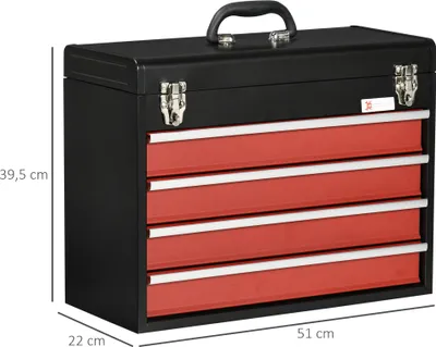 Obrázek produktu pro DURHAND Nástrojová skříňka bez nářadí se 4 zásuvkami a zámkem