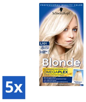 Imagen del producto de 5 unidades de Schwarzkopf Blonde L101, decolorante para cabello rubio platino - Paquete económico