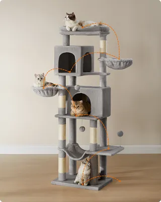 Produktbild von Feandrea Kratzbaum groß, XL, mehrstöckiger Katzenbaum mit Höhlen und Liegemulden