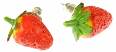 Produktbild von Erdbeere Ohrstecker Miniblings Stecker Ohrringe Erdbeer Beere Frucht 3D spitz