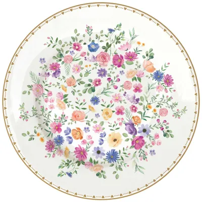 Produktbild von Kuchenteller MON AMOUR Herzen & Blumen D. 19cm weiß bunt Porzellan Easy Life