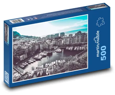 Produktbild von Puzzle 500 Hafenstadt mit Booten - martinpuzzle