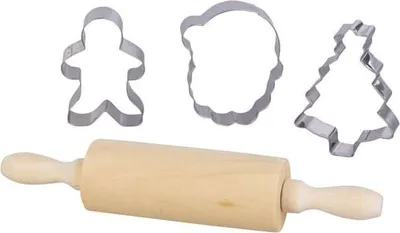 Image de Set de cuisson pour biscuits - emporte-pièces et rouleau à pâte - 4 pièces