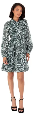 Produktbild von Lovedrobe Damen Kleid, Mini-Länge, lange Ärmel, Kragen, mit Paisley-Muster und Lurex-Details