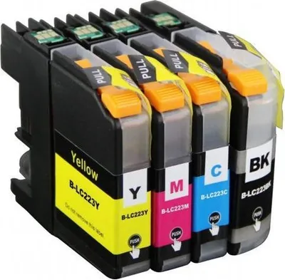 Image de 4 Cartouches d'encre compatible avec Brother LC-223 noir, cyan, magenta, jaune pour DCP-J4120, DCP-J562, MFC-J1140, MFC-J1150, MFC-J1170, MFC-J1180...
