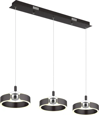 Produktbild von Globo Lighting Hängeleuchte Metall bronzefarben gebürstet, Acryl bronzefarben gebürstet, Acryl opal, Glaskristalle klar, Höhe kürzbar, LxBxH: 860x220x1250mm, inkl. LED 36W 230V, 5200lm Source, 1200lm Output, 3000K