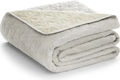 Produktbild von Tagesdecke Bettüberwurf Ultrasonic zweiseitge Steppung Samt 220 x 240 cm - creme-beige