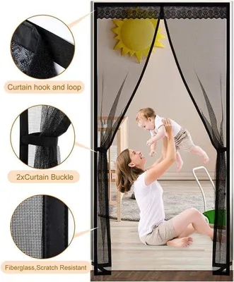 Produktbild von Famanu Fliegengitter für Türen - 110 x 210 cm, Magnetvorhang, Insektenschutz