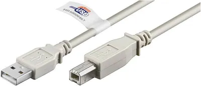 Produktbild von USB-A-auf-USB-B-Kabel, , 2 m, grau 2,5 W, 0,5 A, 480 Mbit/s, USB 2.0