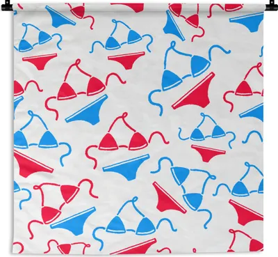 Produktbild von MuchoWow® Wandteppich Wandbehang Bikini - Strand - Schnittmuster 90x90 cm Tapisserie Dekoration Wandtuch - Wandaufhänger