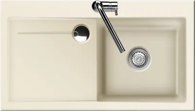 Produktbild von Spüle KeraDomo STEMA 90 in JASMIN Becken rechts mit Handbetätigung