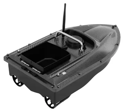 Produktbild von Futterboot Angeln - RC Köderboot - 500 m Reichweite - Kippbehälter 1,5 kg - Edelstahl + ABS - Carbon Schwarz