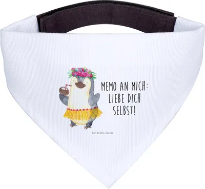 Produktbild von Mr. & Mrs. Panda Halstuch Für Hunde Pinguin Kokosnuss - Weiß - Geschenk, Hawaii, Hundehalstuch, Hund, Urlaub, Aloha, Tuch