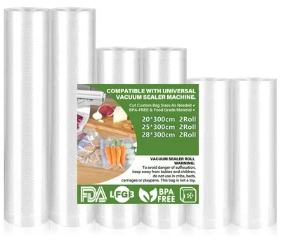 Produktbild von Vakuumbeutel Lebensmittel Vakuumrolle Folienrolle - 6 Stück - 28/25/20 x 300 cm - BPA-frei