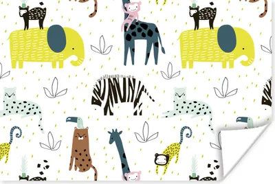 Produktbild von MuchoWow® Poster Tiere - Dschungel - Pastell - Kinder 180x120 cm - Fotoplakat