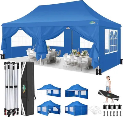 Image de COBIZI Pavillon pliable 3x6m Tente de réception stable et étanche avec 6 parois latérales
