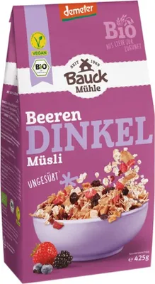 Immagine prodotto di Dinkel Müsli – Frutti di bosco, 425g | BAUCK MÜHLE