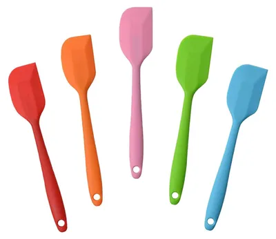 Produktbild von Silikon-Teigschaber-Set, 5-teilig, hitzebeständiges Spatel-Set bis 260 °C, mehrfarbig, Back-, Koch-, Küchenutensilien (21 cm)