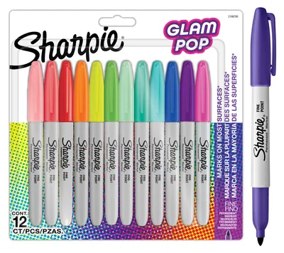 Obrázok produktu pre Sharpie 2198780, 12 kusov, Modrá, Zelená, Oranžová, Ružová, Purpurová, Červená, Žltá, Tenký hrot, Biela, Kolo, 1 mm