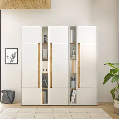 Produktbild von Stauraum Set weiß mit Eiche CRISP-61 modern 5-teilig