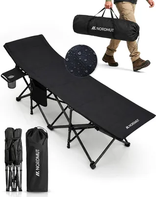 Image de Lit de camp pliable avec matelas, supportant jusqu'à 200 kg, idéal pour le camping et le jardin