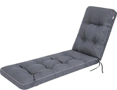 A gray chaise lounge cushion on a white background.